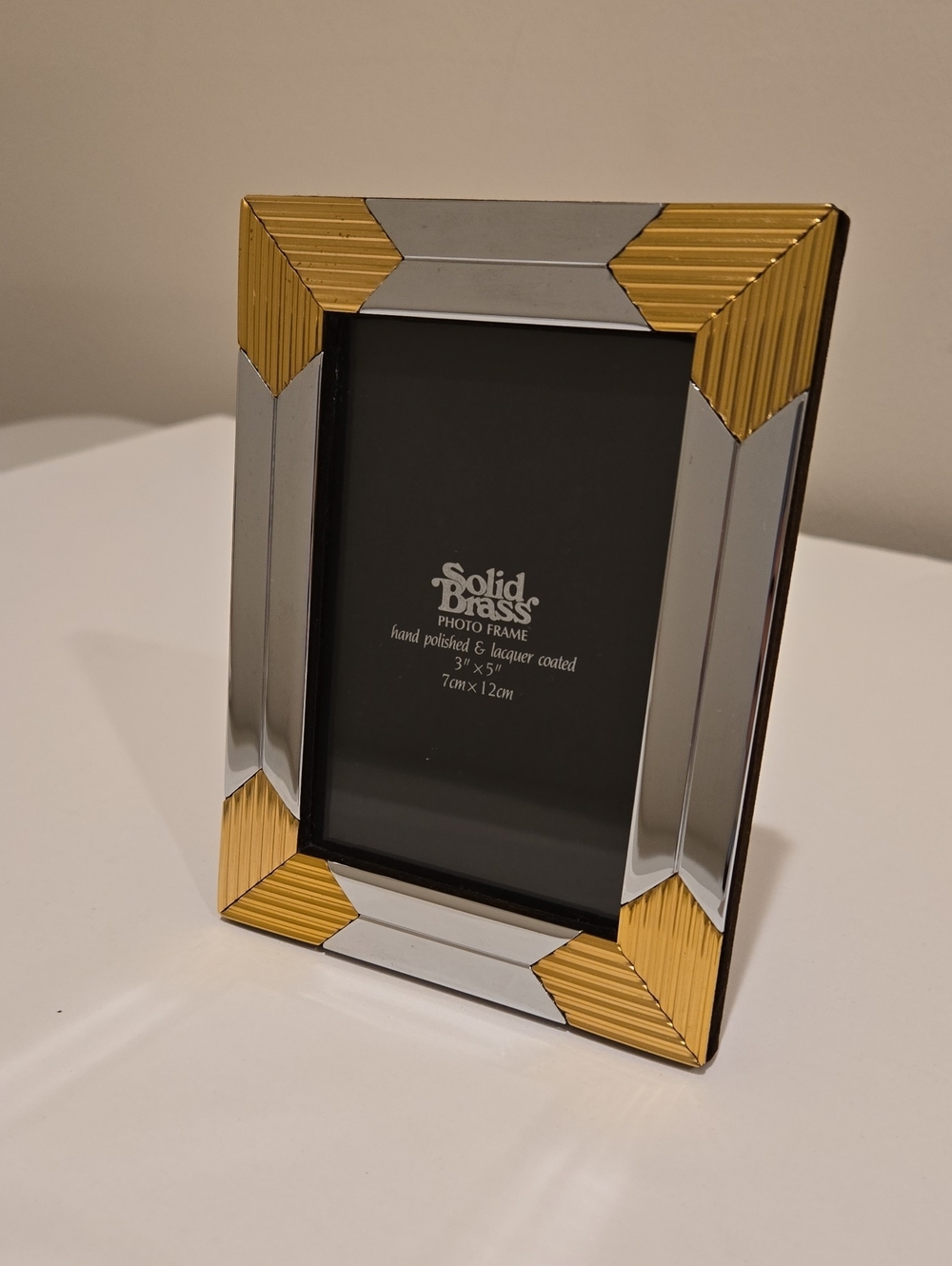 Vintage Solid Brass Gold & Silver Accent Photo Frame 3x5